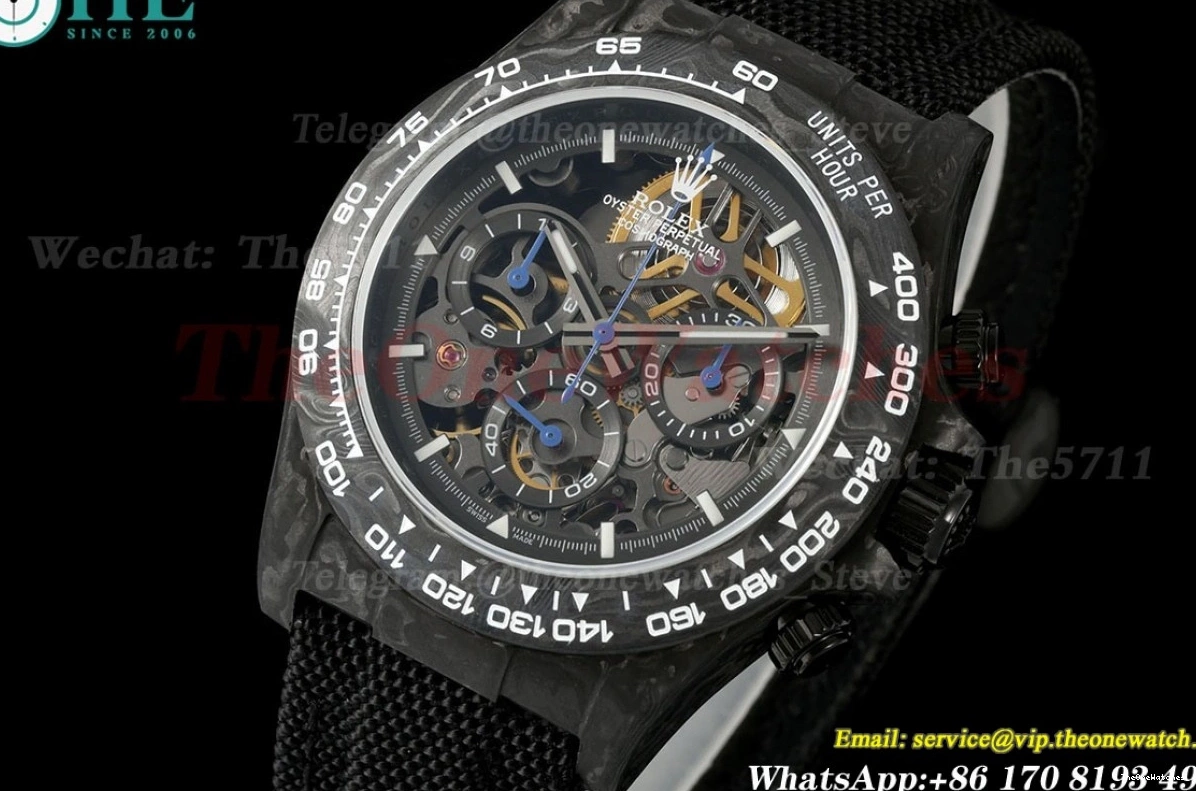 Daytona Carbon Black Diw Dial NY Skeleton N6F DD4801 40mm 0424